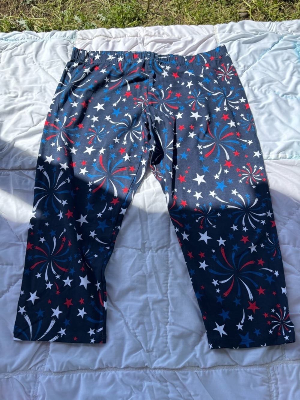No Boundaries Navy Starburst Print Leggings with Red & White Accents